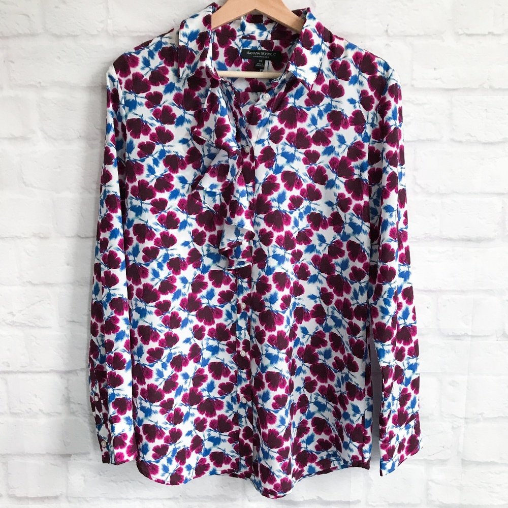 ✨$15✨ Banana Republic Dillon Floral Ruffle Shirt - Picture 1 of 5